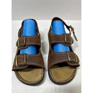 Nunn Bush Men's Brown Genuine Leather Sandals 2 Adjustable Strap Buckles Size 11